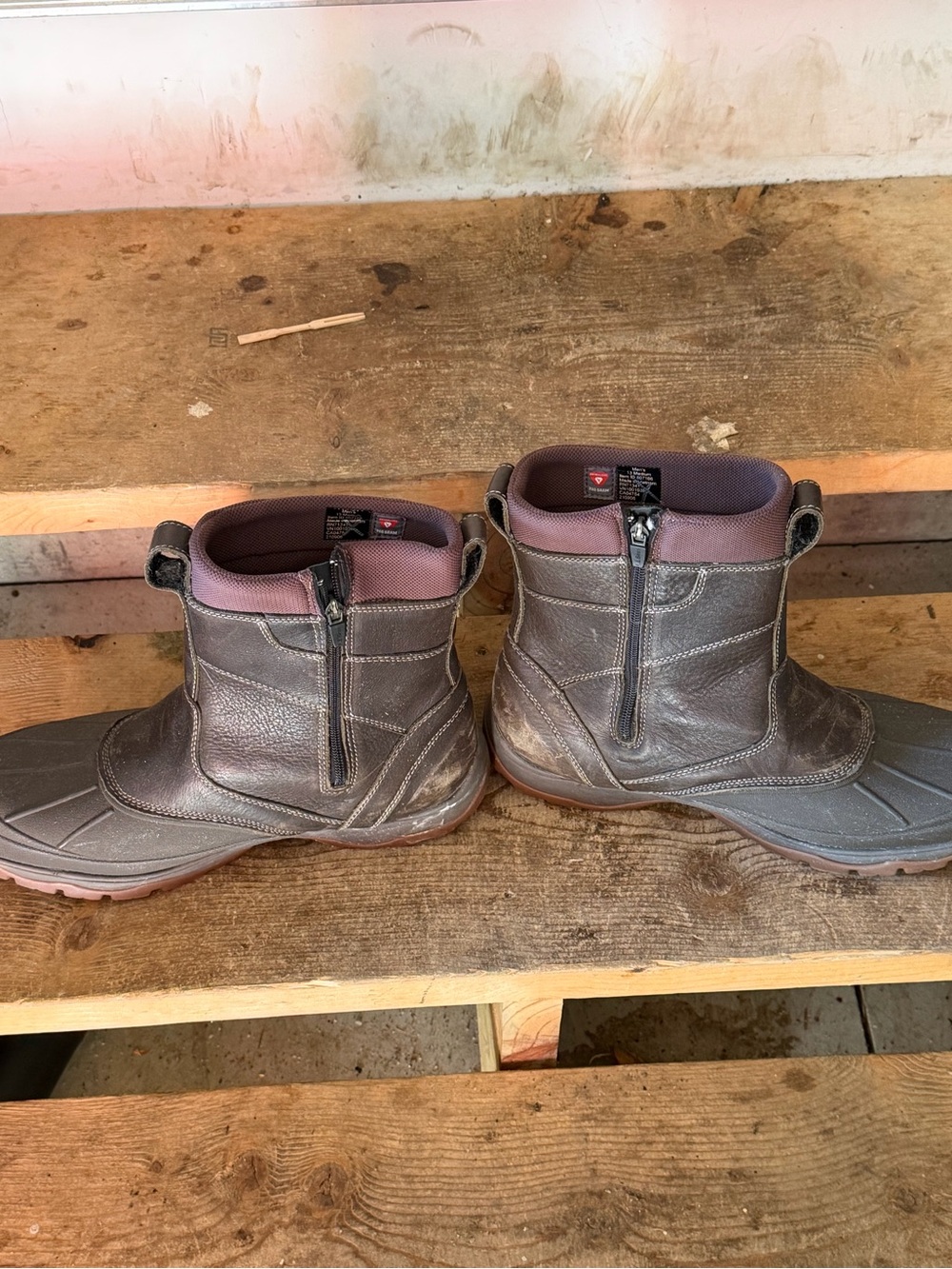LL Bean Waterproof Brown Zip Winter Boots